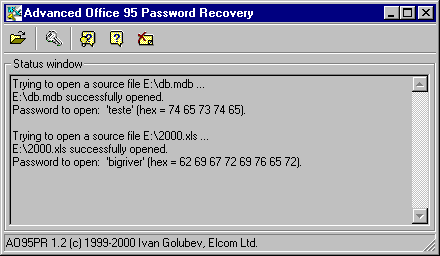 Advanced Office 95 Password Recovery Screenshot